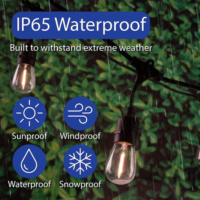 27ft Solar Black Indoor/Outdoor String Light with 10 White LED Bulbs