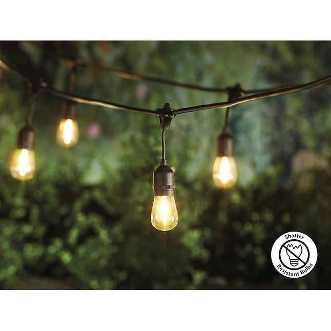 27ft Solar Black Indoor/Outdoor String Light with 10 White LED Bulbs