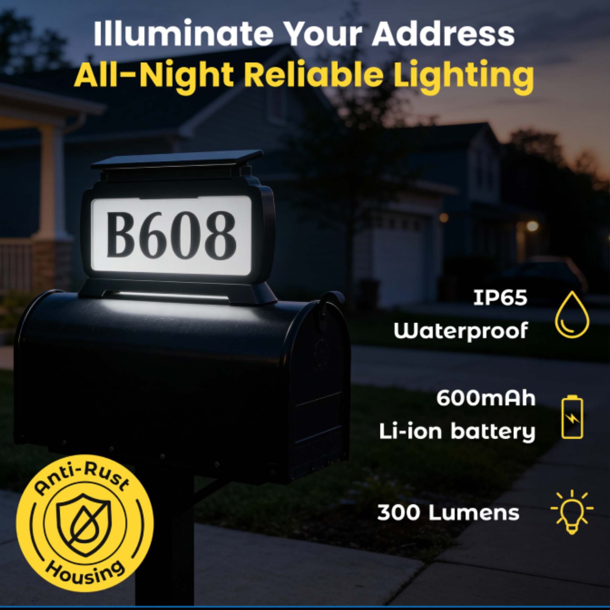 Address Sign House Number Solar Powered BICSSL-11 by Brighticonic