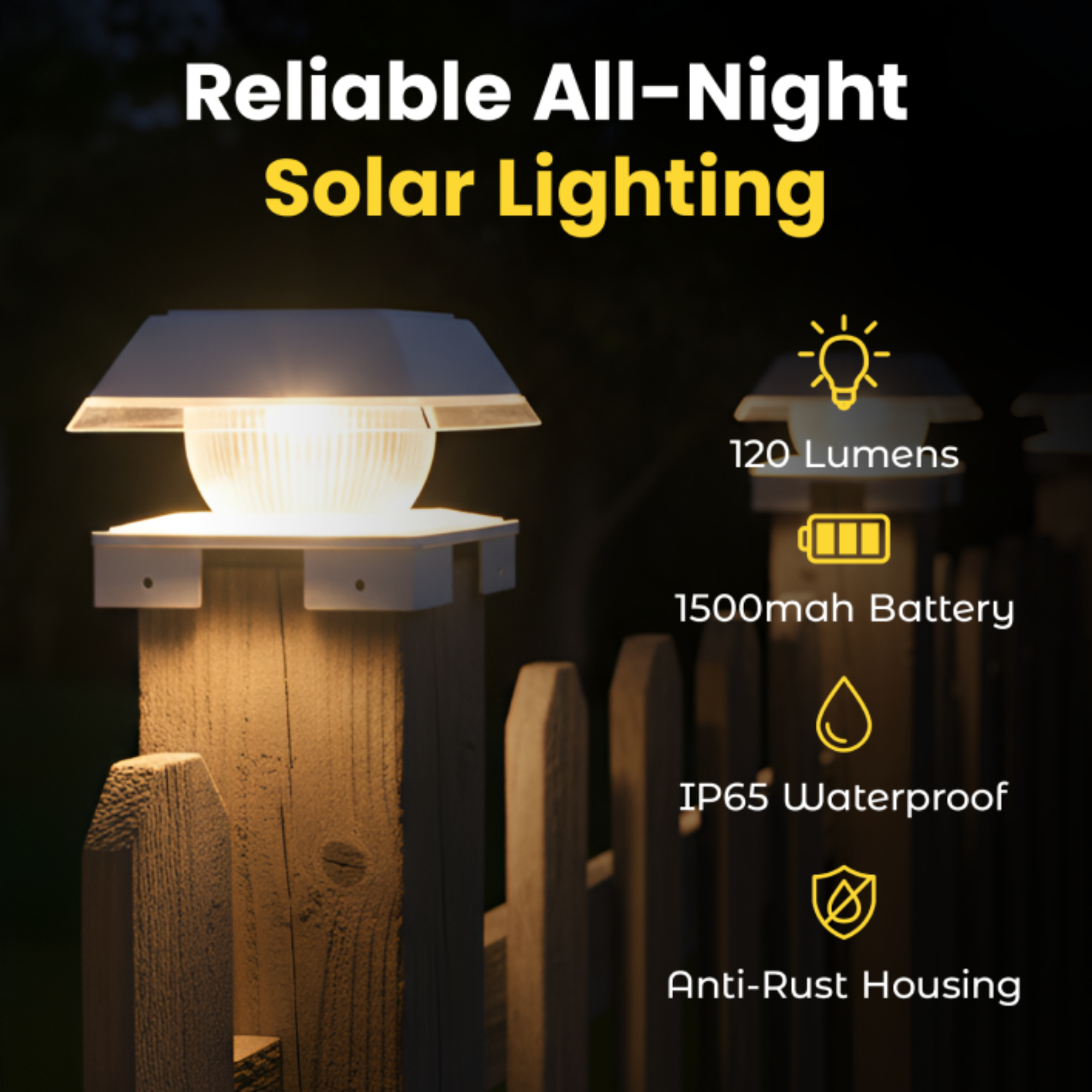 Solar Post Cap Lights Dual Mode ‎BICSGL-14 (2Pack) by Brighticonic