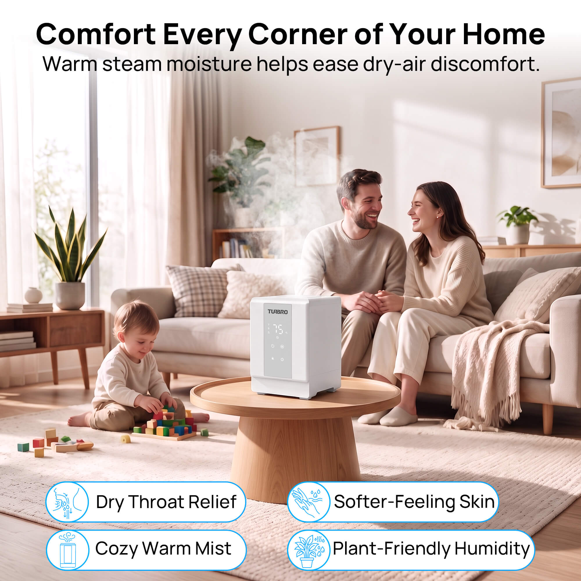 Greenland 4L Stainless Steel Steam Warm Mist Humidifier by TURBRO
