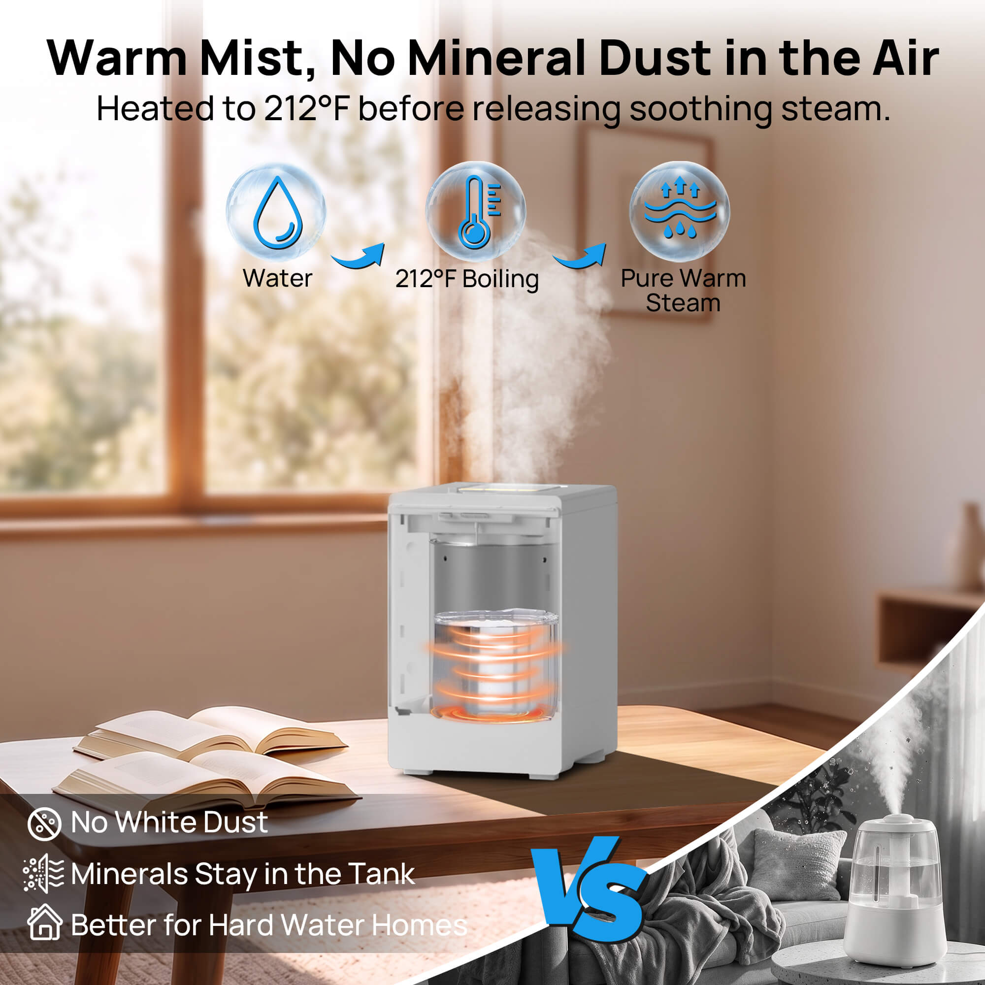 Greenland 4L Stainless Steel Steam Warm Mist Humidifier by TURBRO