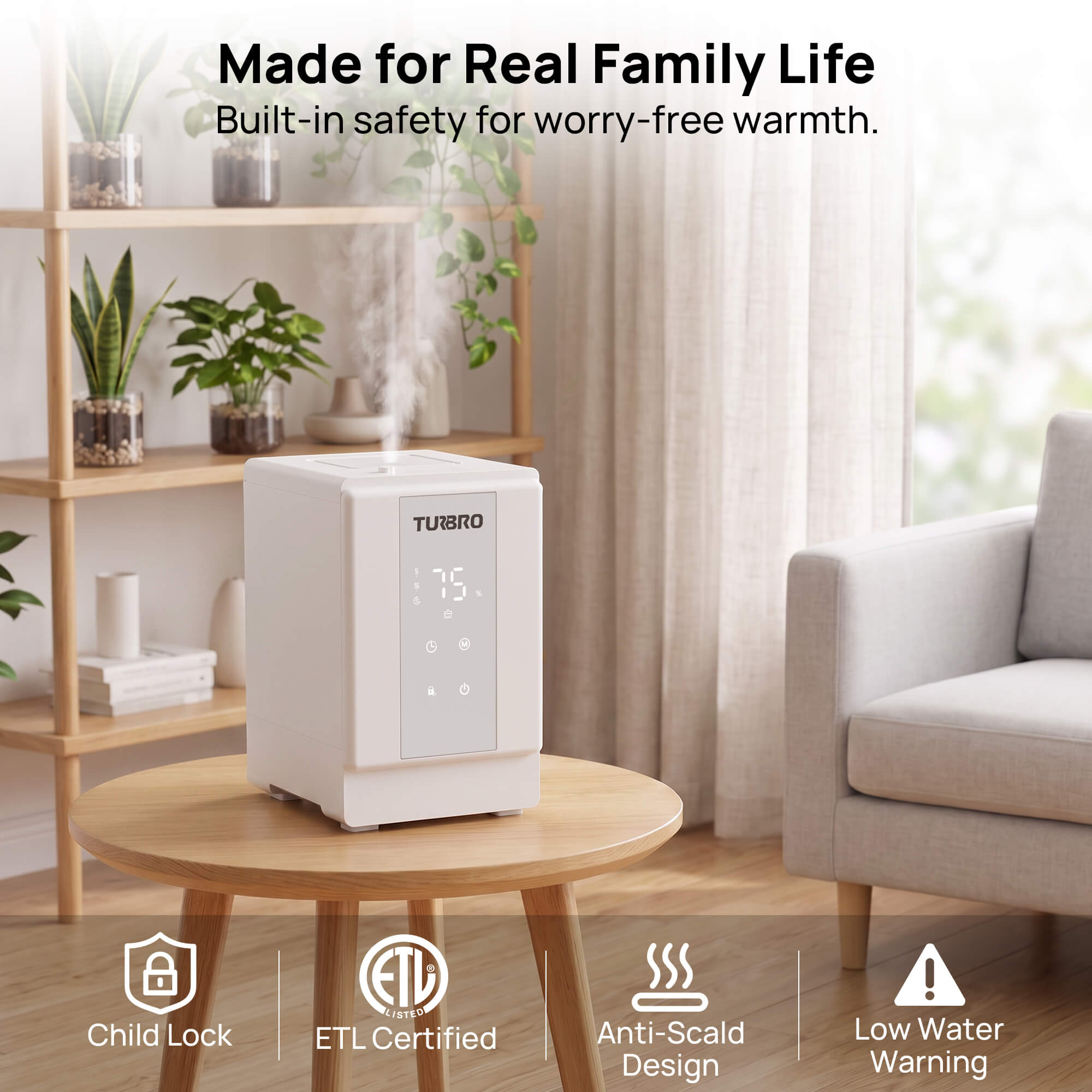 Greenland 4L Stainless Steel Steam Warm Mist Humidifier by TURBRO