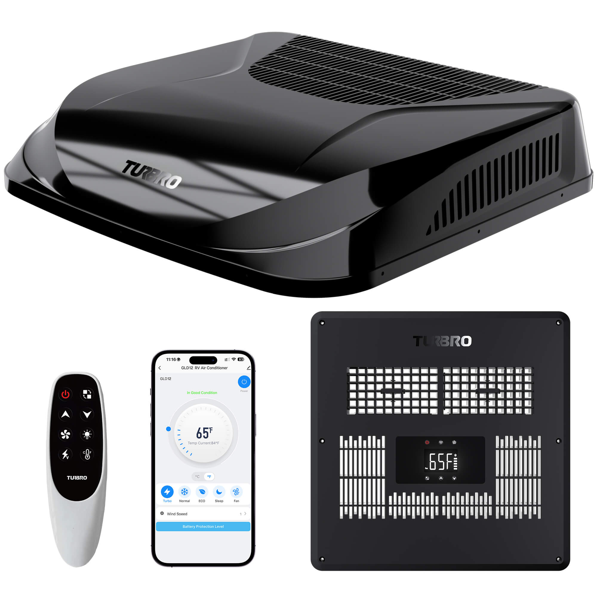 Greenland 12,000 BTU 12V DC Inverter Rooftop RV Air Conditioner by TURBRO