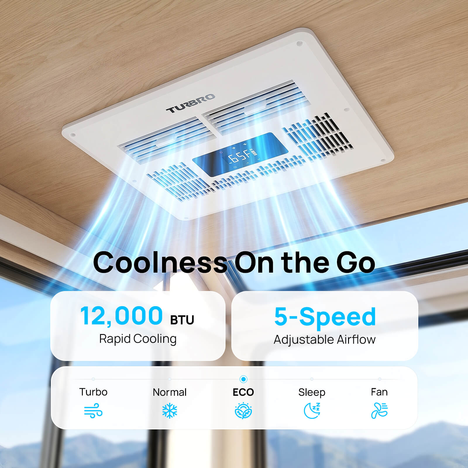 Greenland 12,000 BTU 12V DC Inverter Rooftop RV Air Conditioner by TURBRO