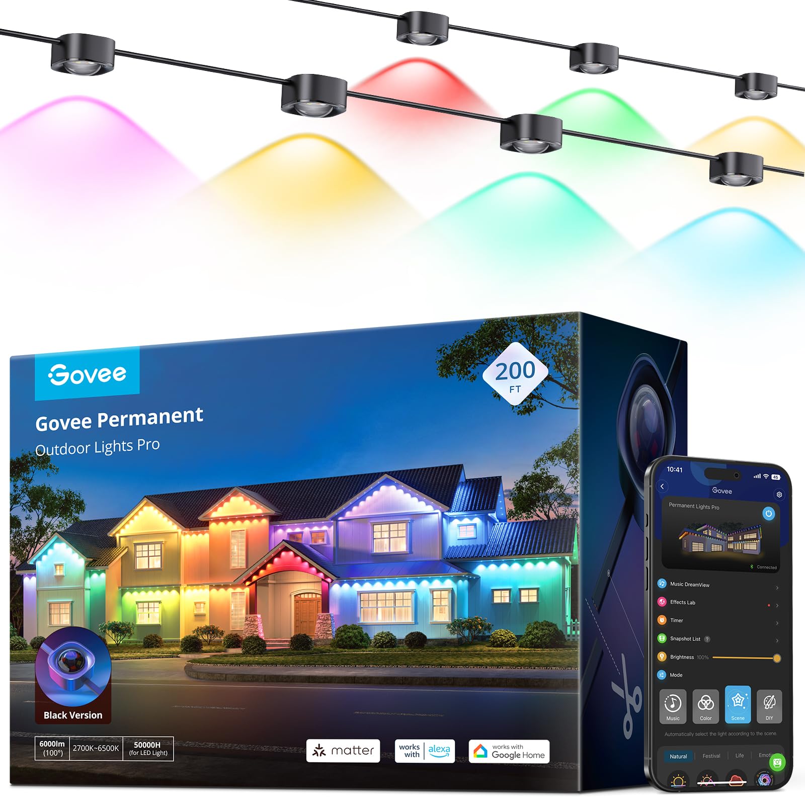 Govee Permanent Outdoor Lights Pro, 200ft with 120 RGBIC LED Lights, White by Homemaintenancesupplies.com