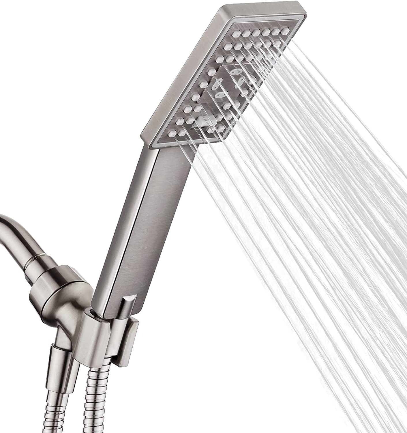 Square 3-Spray Handheld Shower Head Set with Hose and Shower Arm Mount Bracket by brightshowers