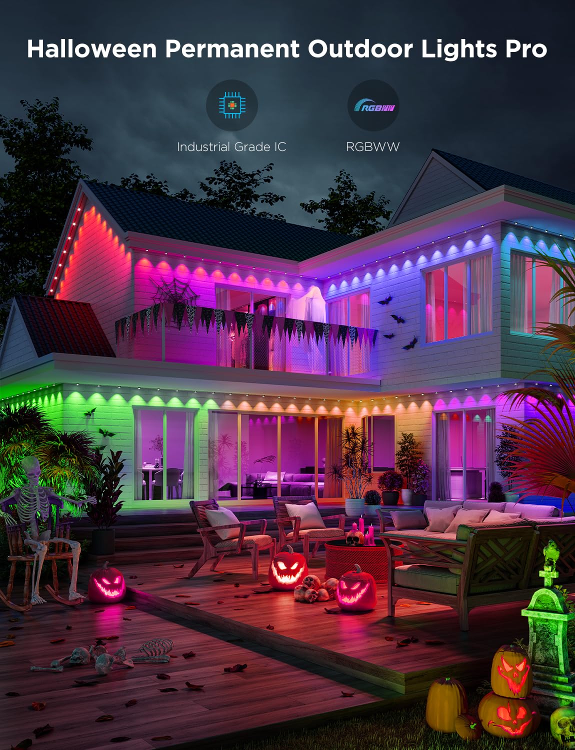 Govee Permanent Outdoor Lights Pro, 200ft with 120 RGBIC LED Lights, White by Homemaintenancesupplies.com