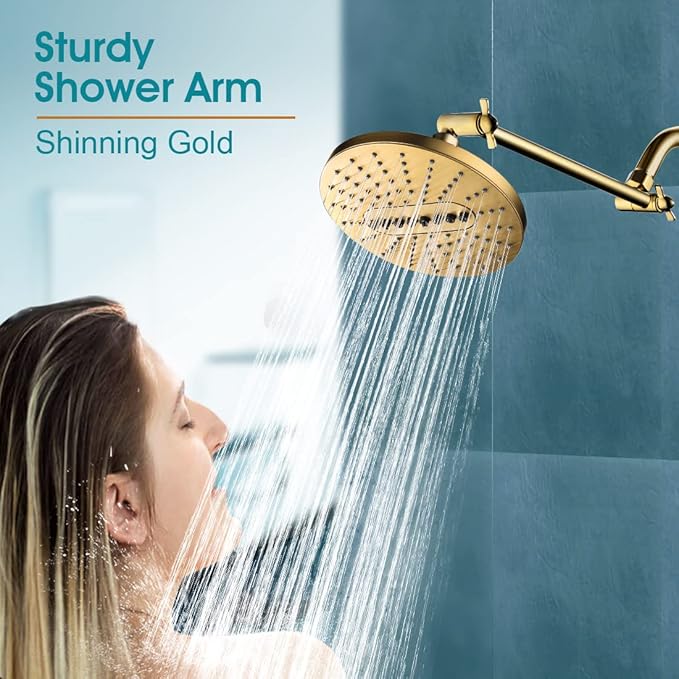 10 Inch Brass Shower Head Extension Arm, Height & Angle Adjustable by brightshowers