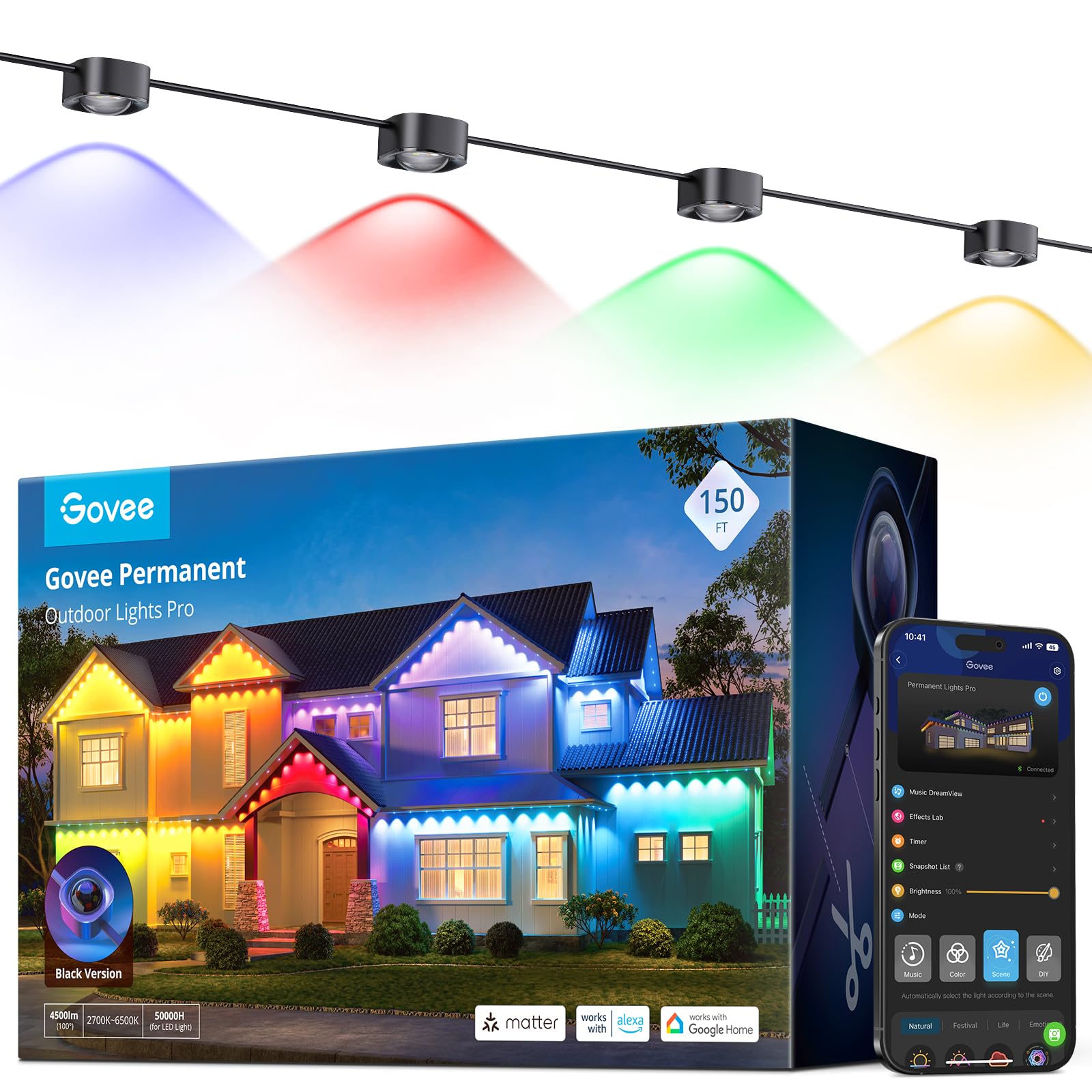 Govee Permanent Outdoor Lights Pro, 200ft with 120 RGBIC LED Lights, White by Homemaintenancesupplies.com