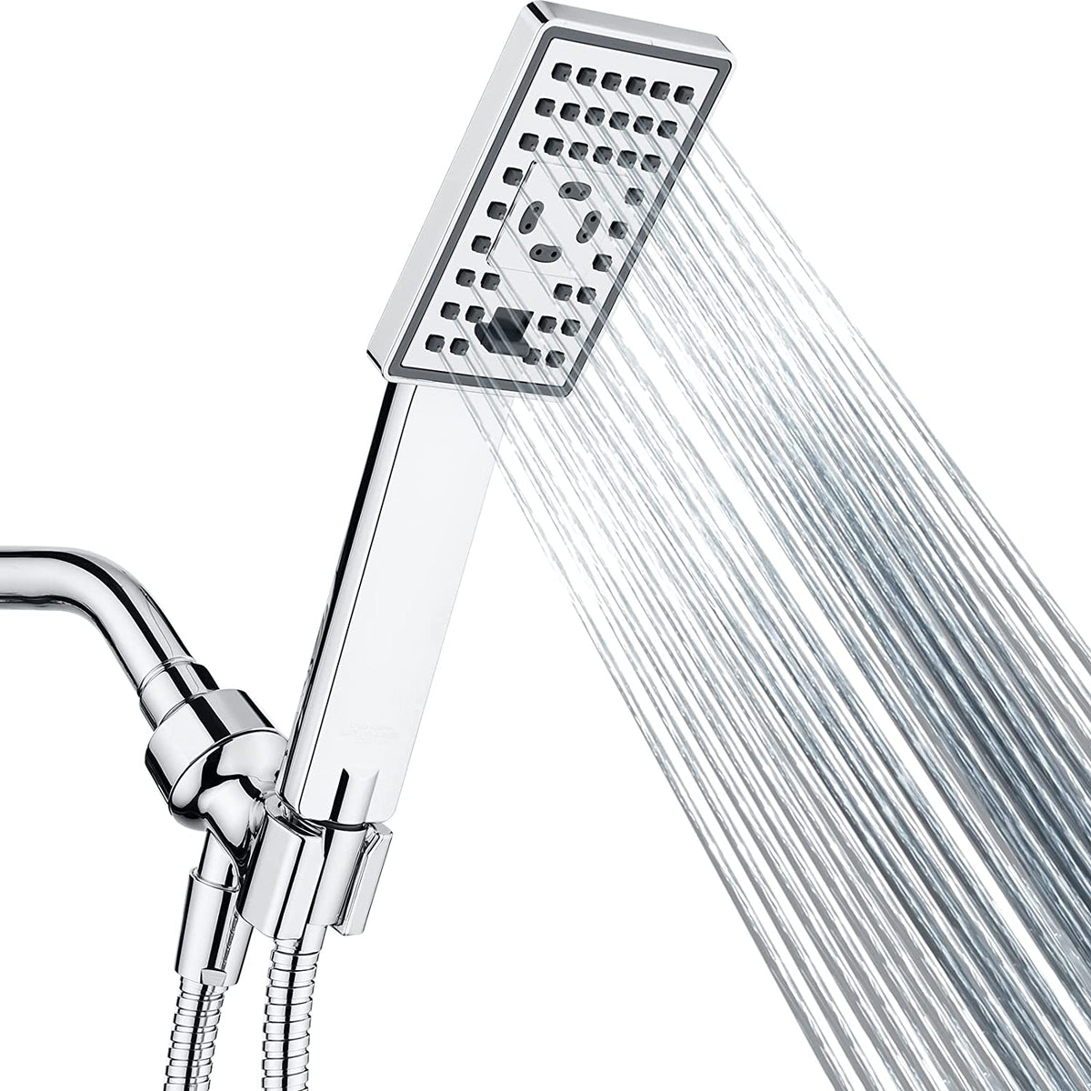 Square 3-Spray Handheld Shower Head Set with Hose and Shower Arm Mount Bracket by brightshowers
