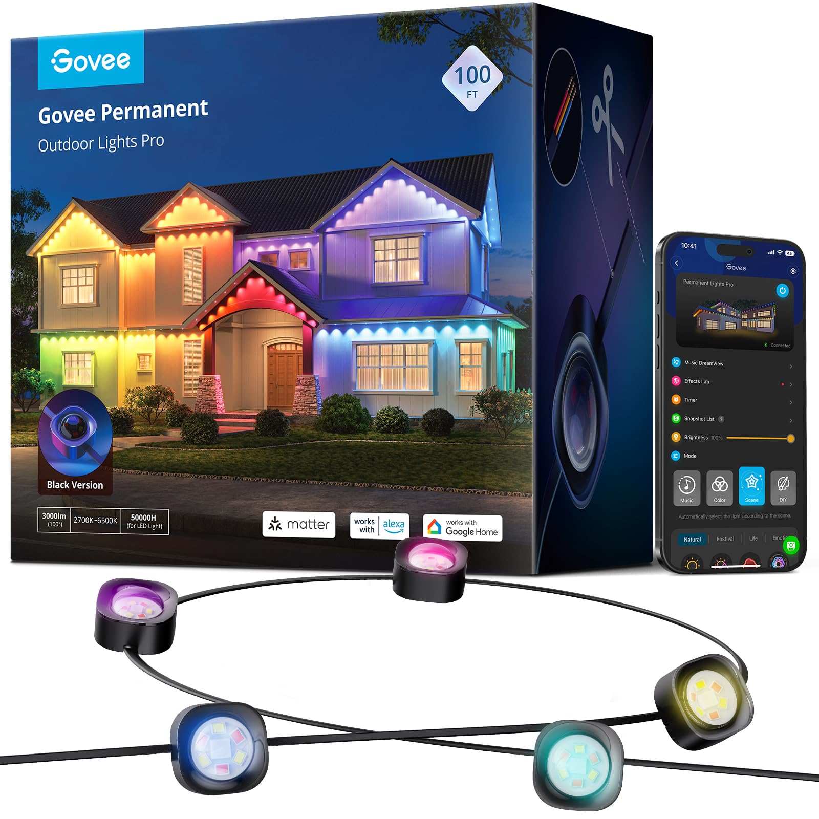 Govee Permanent Outdoor Lights Pro, 200ft with 120 RGBIC LED Lights, White by Homemaintenancesupplies.com
