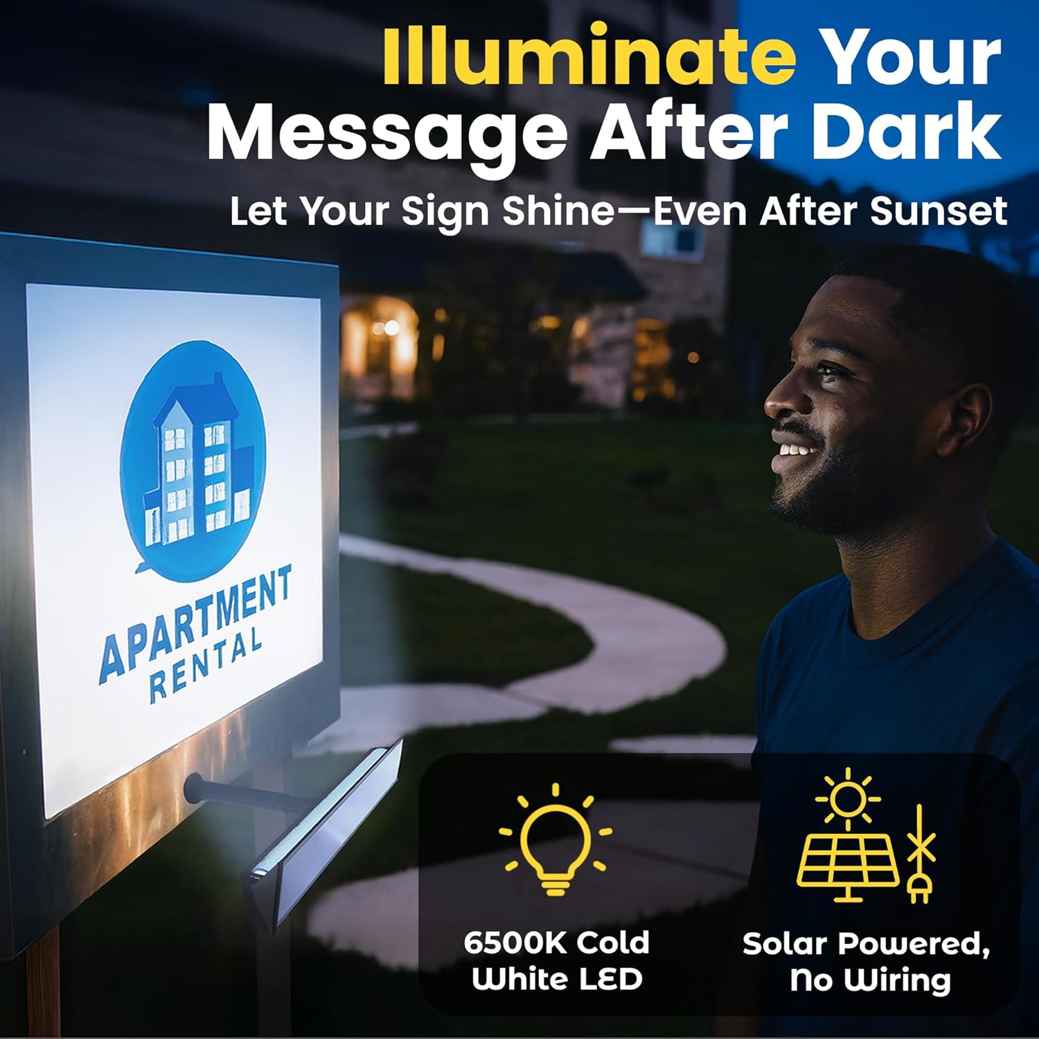Solar Sign Light Flood Lights 13" BICSSL-02 by Brighticonic
