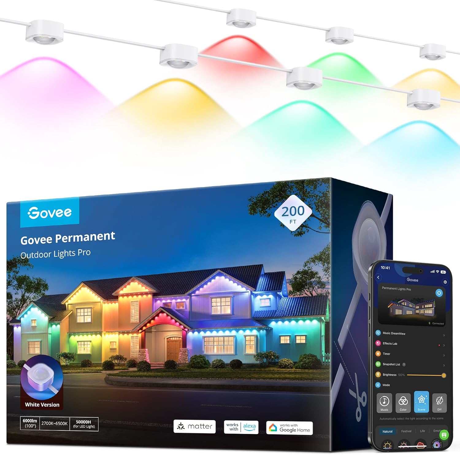 Govee Permanent Outdoor Lights Pro, 200ft with 120 RGBIC LED Lights, White by Homemaintenancesupplies.com