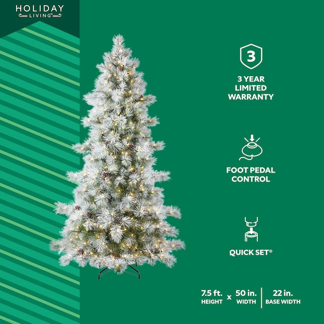 Holiday Living 7.5ft Flocked Pre-lit Artificial Christmas Tree