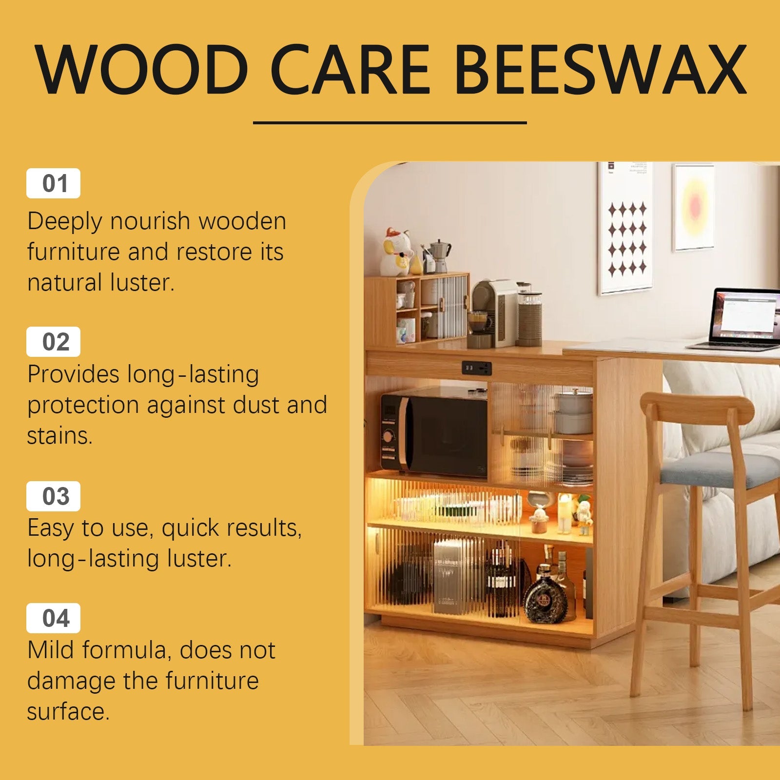 Beeswax Furniture Polishing Paste, Multi-Purpose Beeswax Home Cleaning And Maintenance Furniture Care Polish by V.I.P Digital Presence