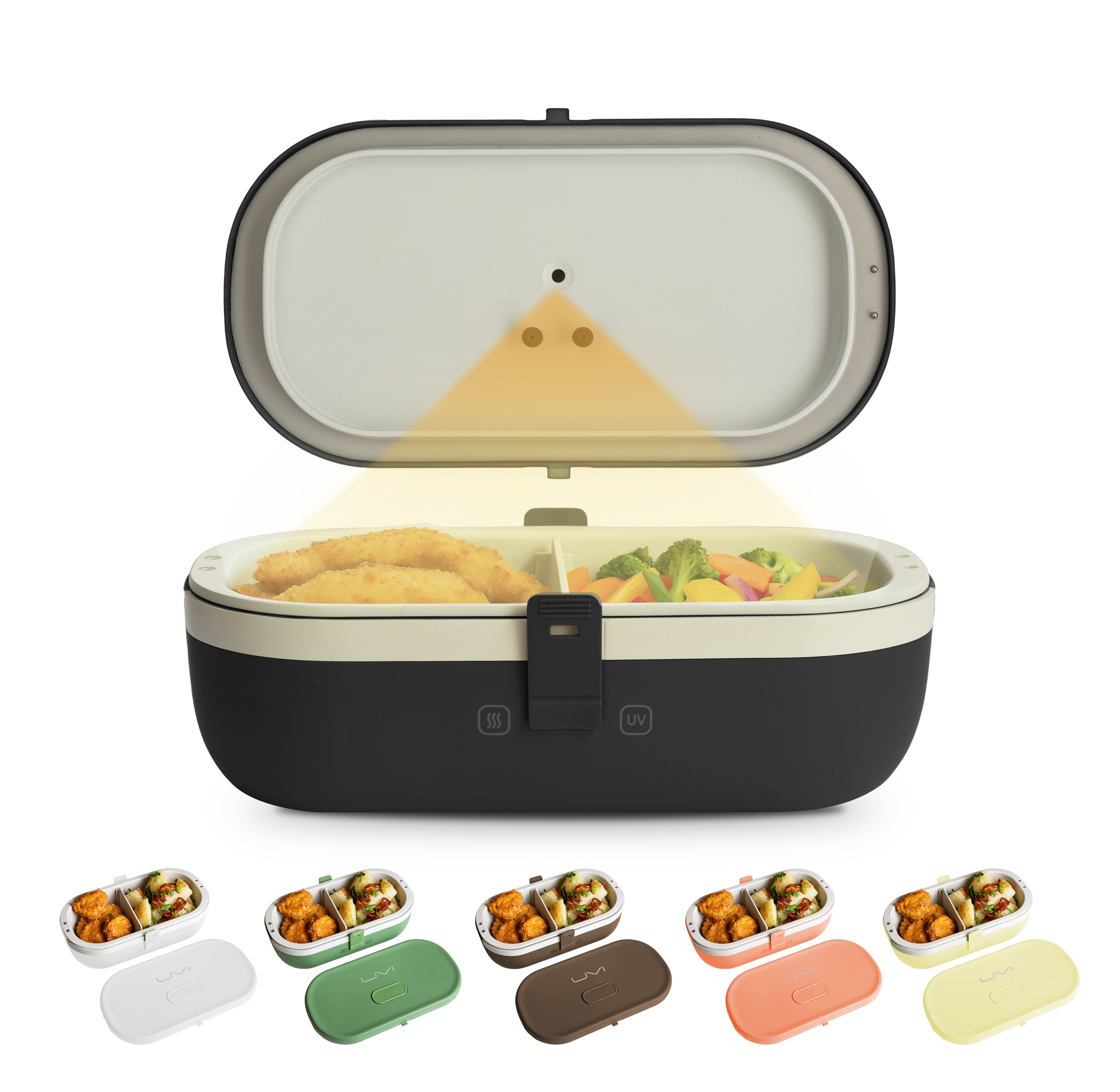 Self-Heating Lunch Box With USB-C Cord and UV LIGHT SANITIZER by Fritaire