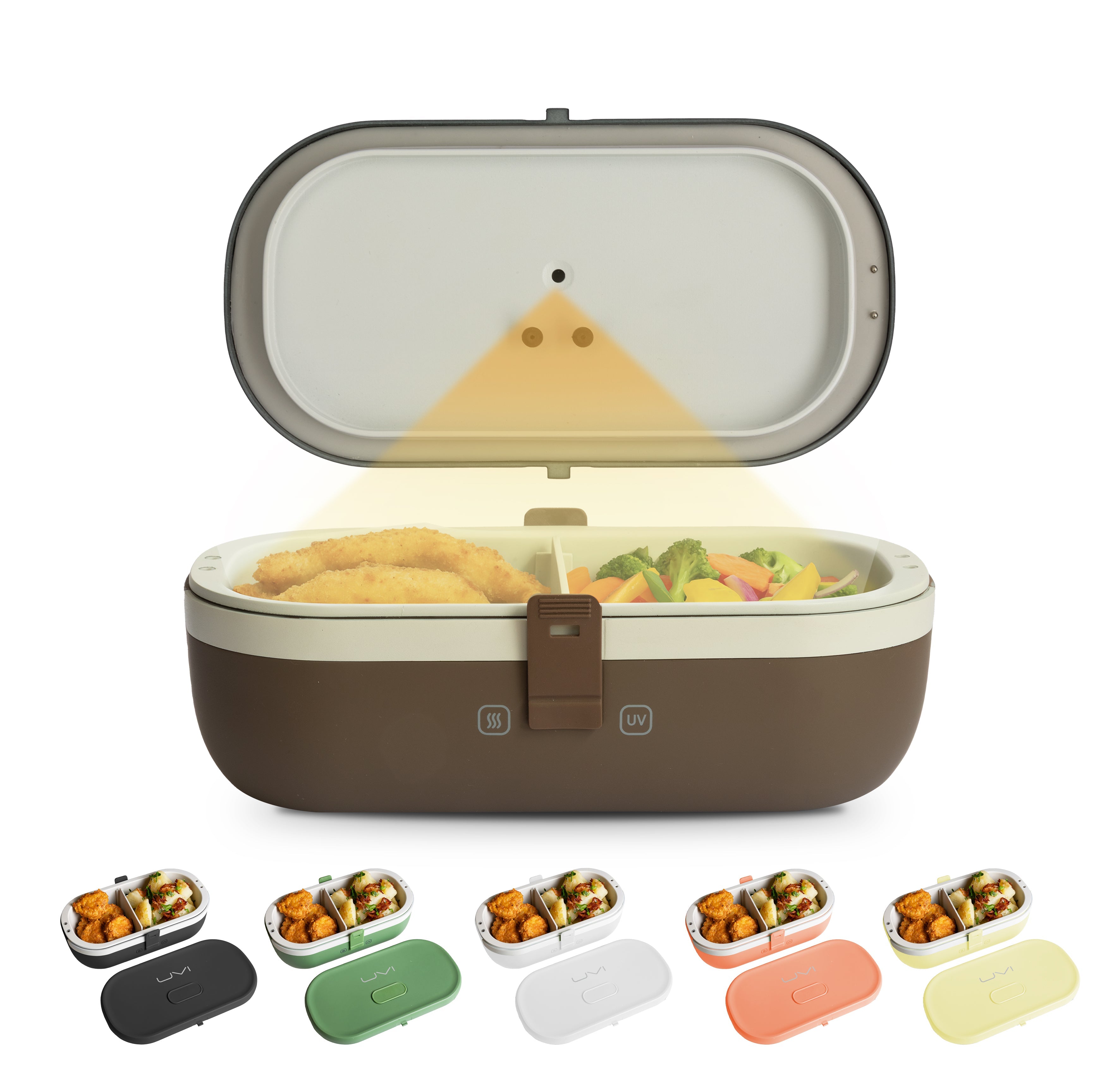 Self-Heating Lunch Box With USB-C Cord and UV LIGHT SANITIZER by Fritaire