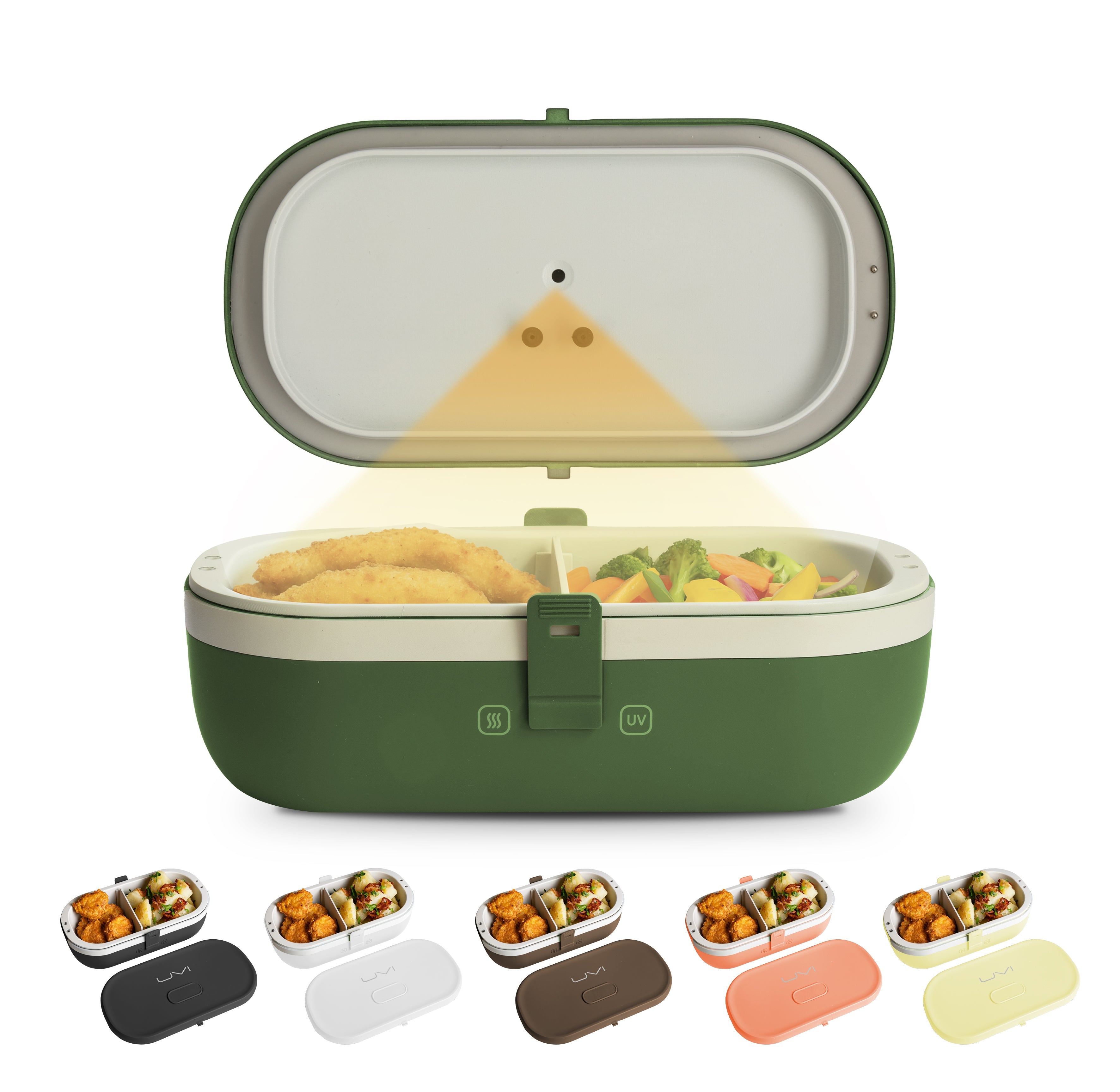 Self-Heating Lunch Box With USB-C Cord and UV LIGHT SANITIZER by Fritaire