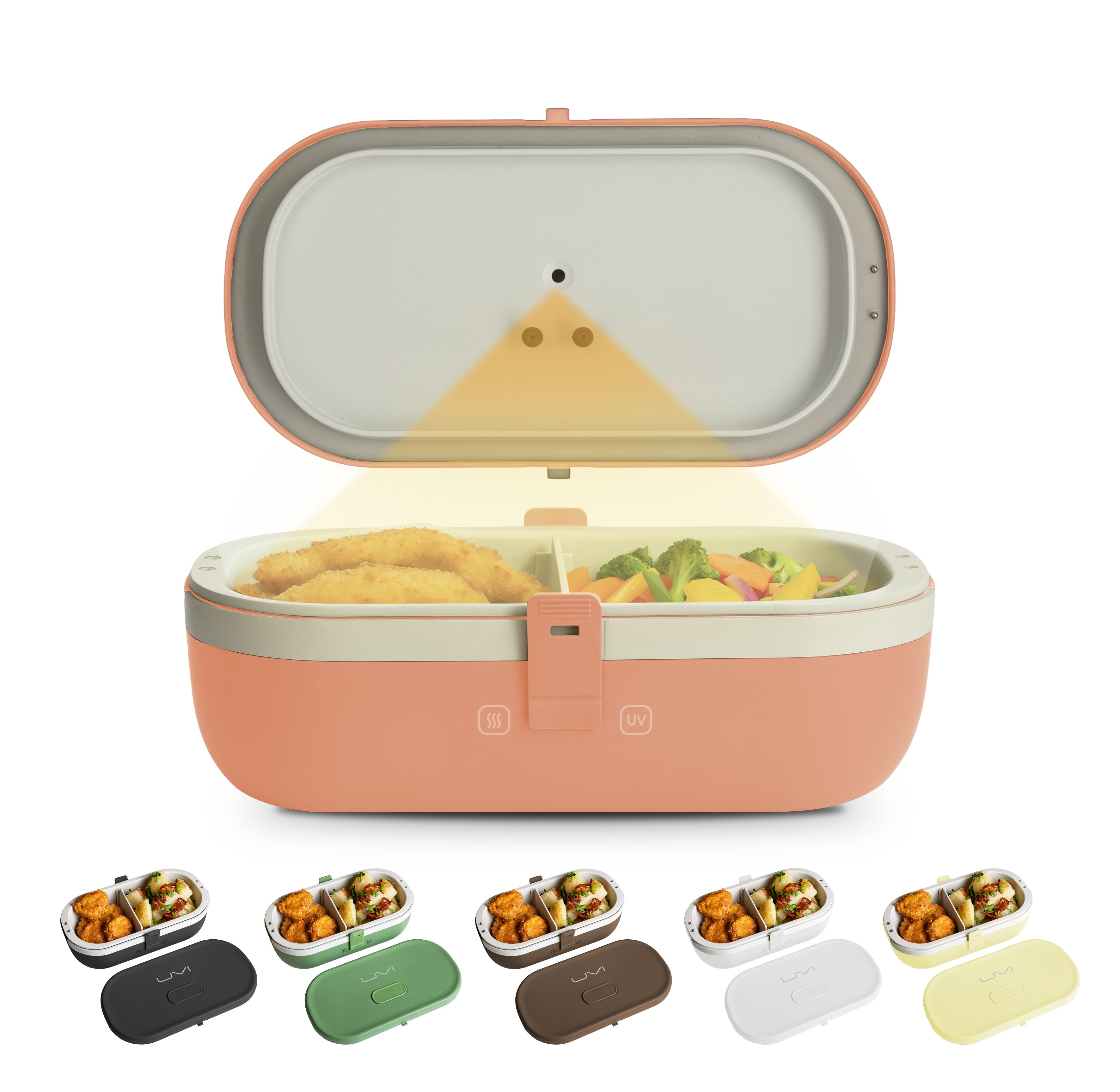 Self-Heating Lunch Box With USB-C Cord and UV LIGHT SANITIZER by Fritaire
