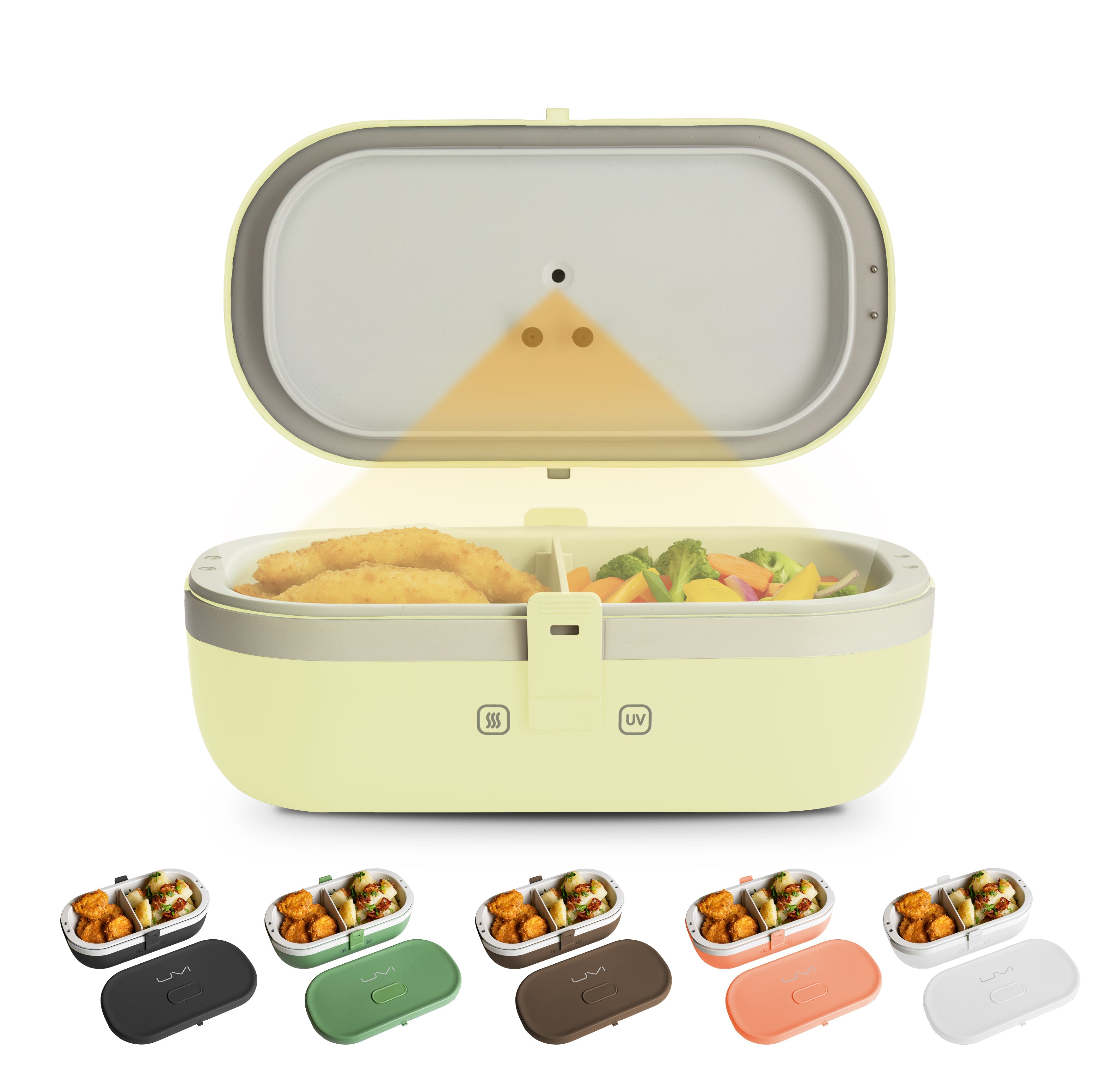 Self-Heating Lunch Box With USB-C Cord and UV LIGHT SANITIZER by Fritaire