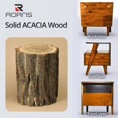 Rum Handcrafted Solid Wood Nightstand by Megsu