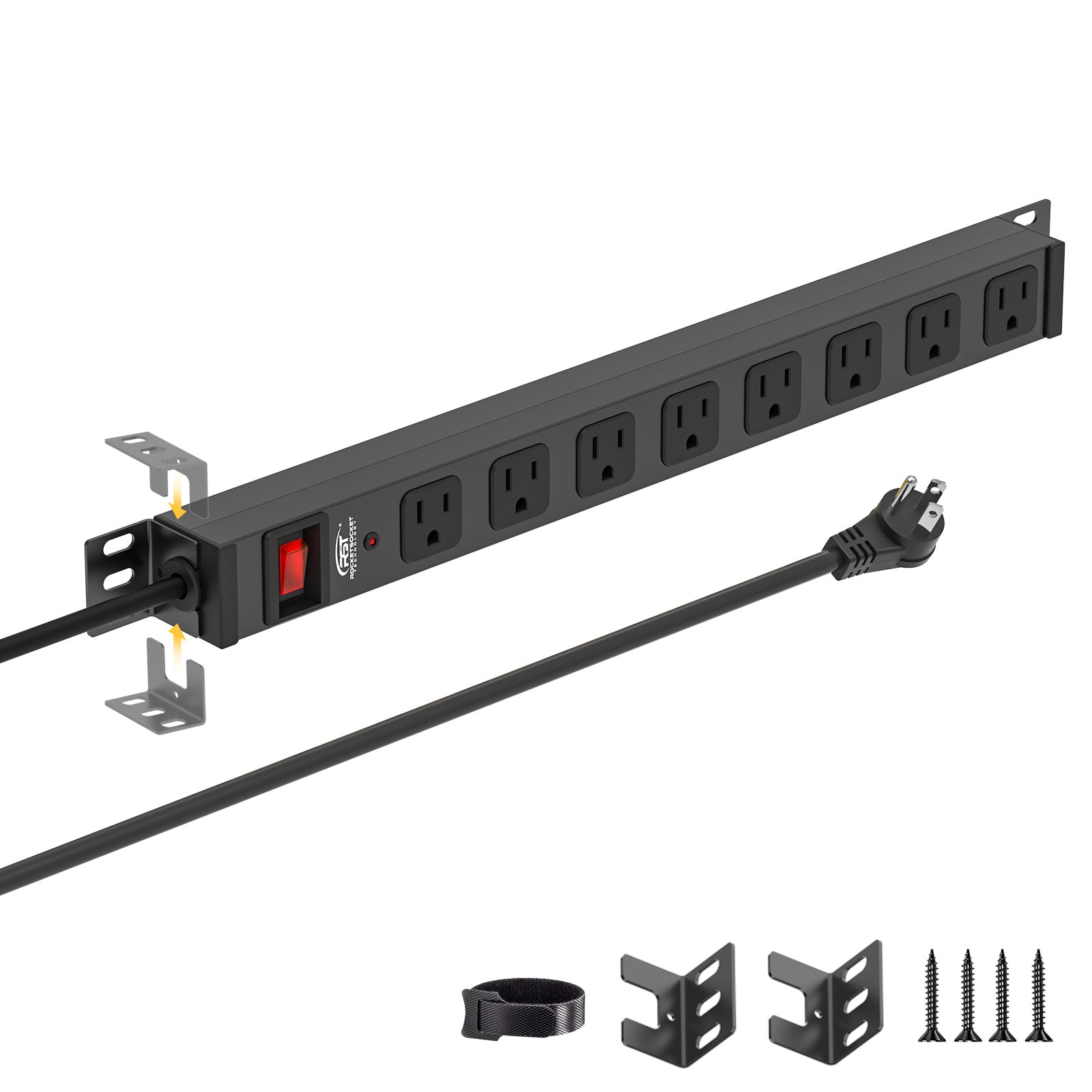 CRST 8-Outlet Mountable Metal Power Strip | 4-Way Bracket Mount, 2100J by CRST