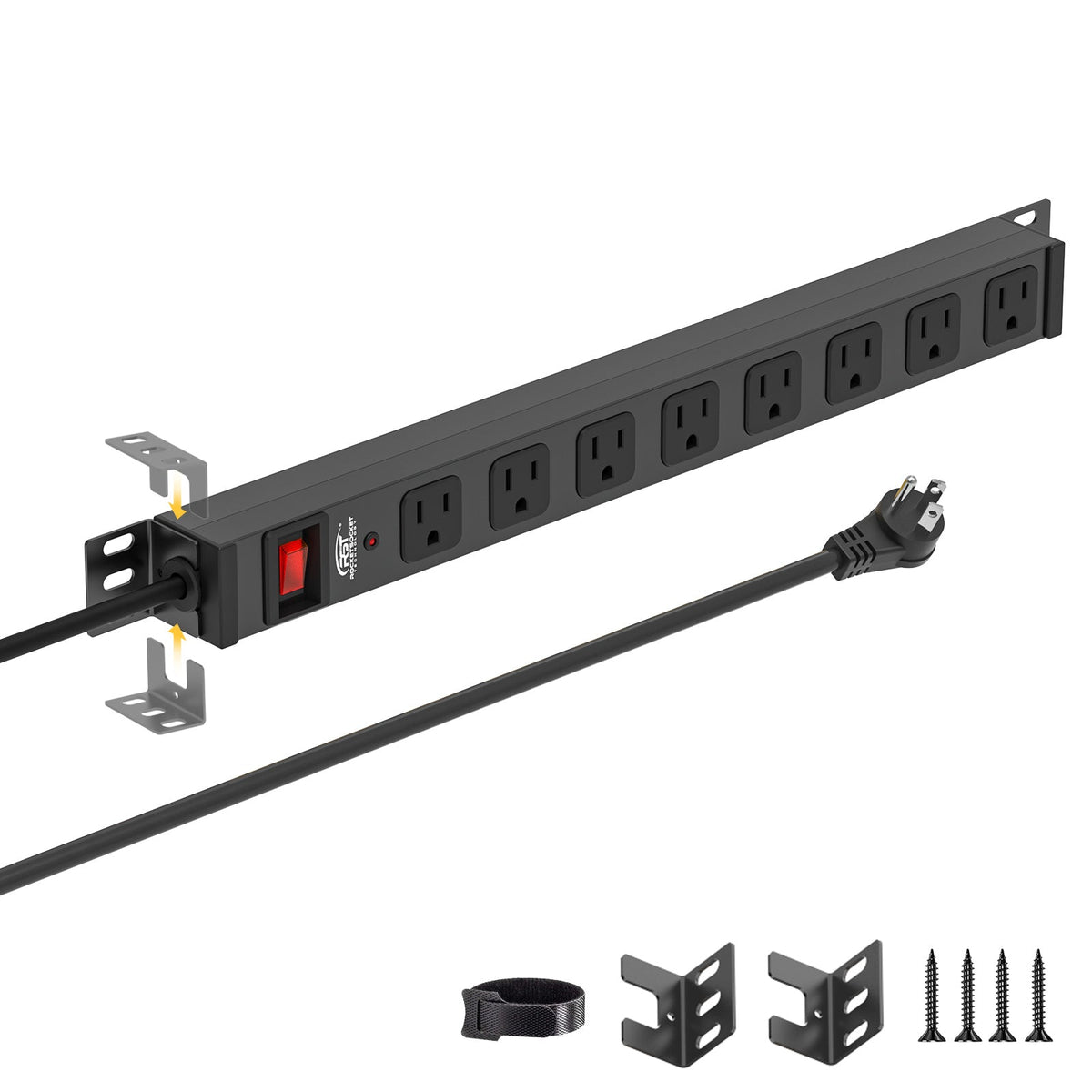 CRST 8-Outlet Mountable Metal Power Strip | 4-Way Bracket Mount, 2100J by CRST