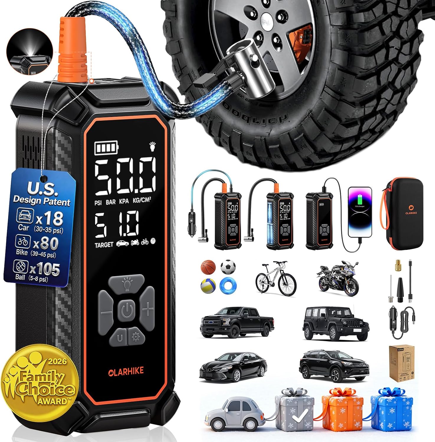 OlarHike Tire Inflator Portable Air Compressor, with Premium Storage Case by Homemaintenancesupplies.com