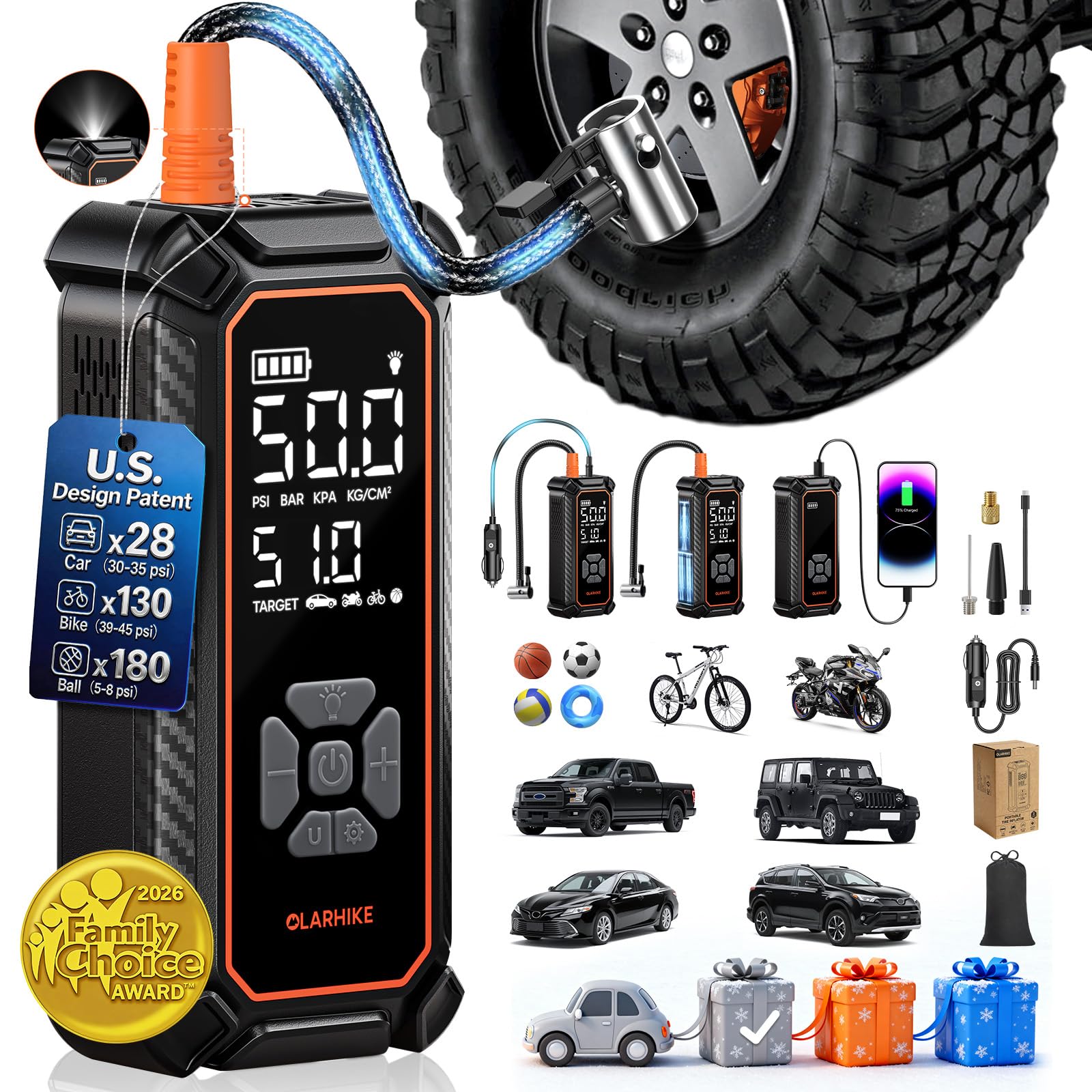 OlarHike Tire Inflator Portable Air Compressor, with Premium Storage Case by Homemaintenancesupplies.com