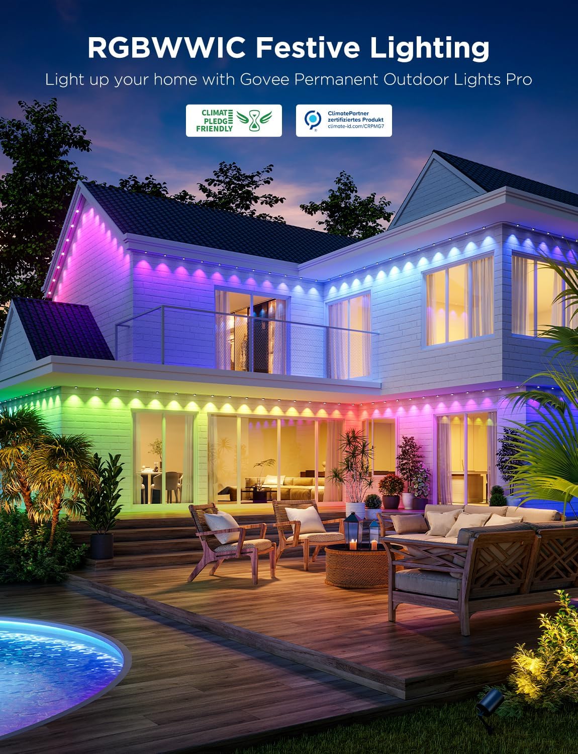 Govee Permanent Outdoor Lights Pro, 200ft with 120 RGBIC LED Lights, White by Homemaintenancesupplies.com