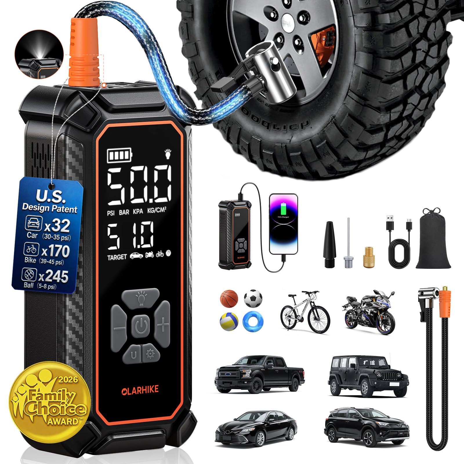 OlarHike Tire Inflator Portable Air Compressor, with Premium Storage Case by Homemaintenancesupplies.com