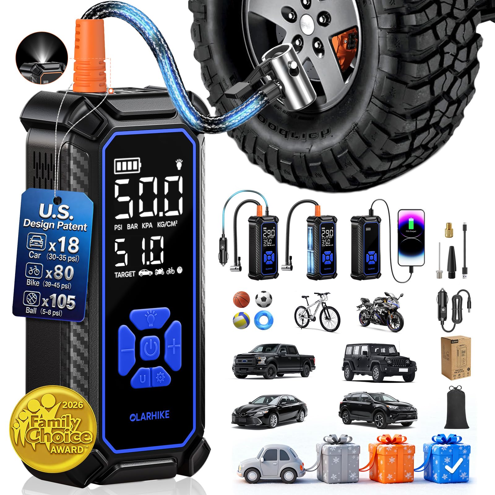 OlarHike Tire Inflator Portable Air Compressor, with Premium Storage Case by Homemaintenancesupplies.com