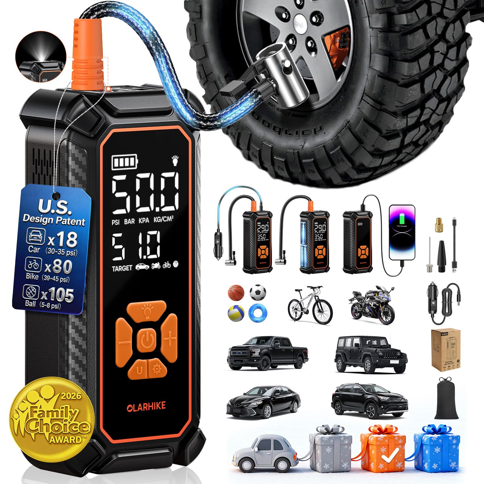 OlarHike Tire Inflator Portable Air Compressor, with Premium Storage Case by Homemaintenancesupplies.com