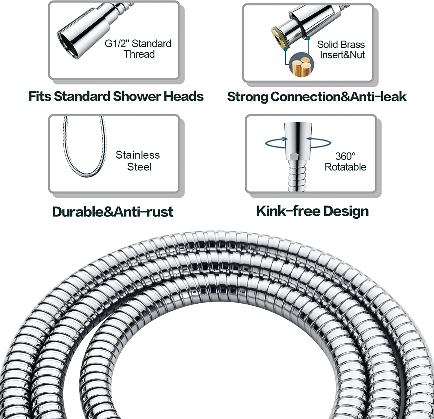 Square 3-Spray Handheld Shower Head Set with Hose and Shower Arm Mount Bracket by brightshowers