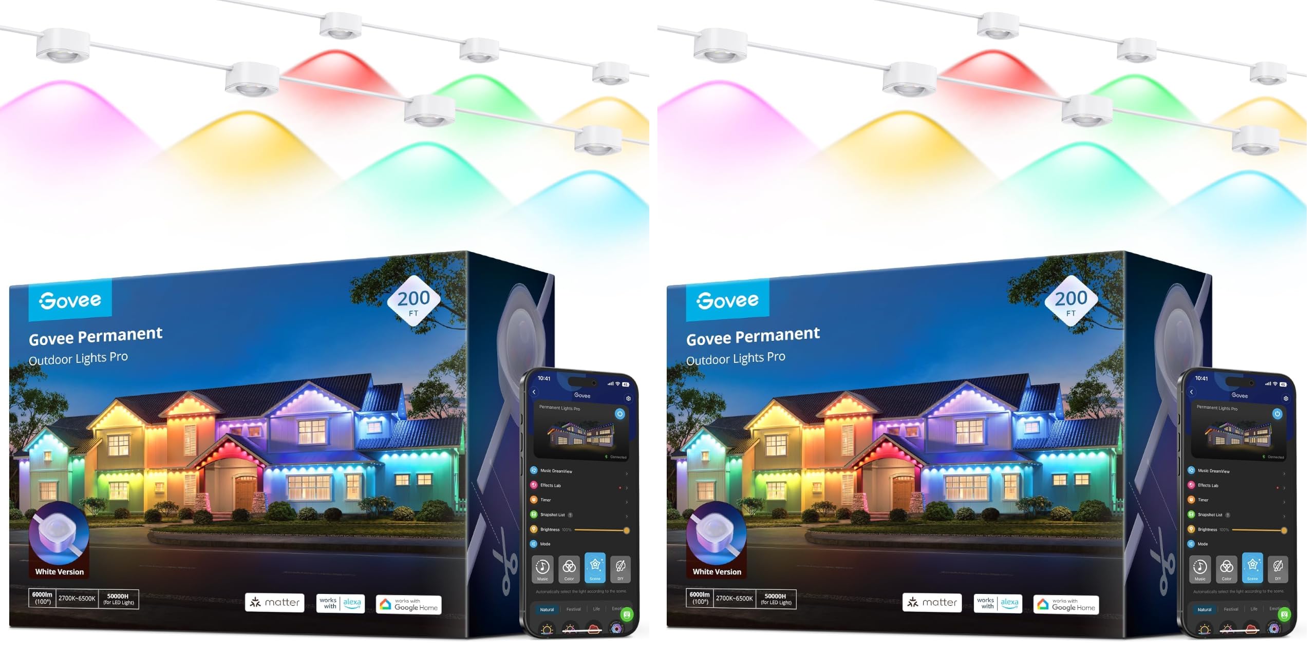 Govee Permanent Outdoor Lights Pro, 200ft with 120 RGBIC LED Lights, White by Homemaintenancesupplies.com
