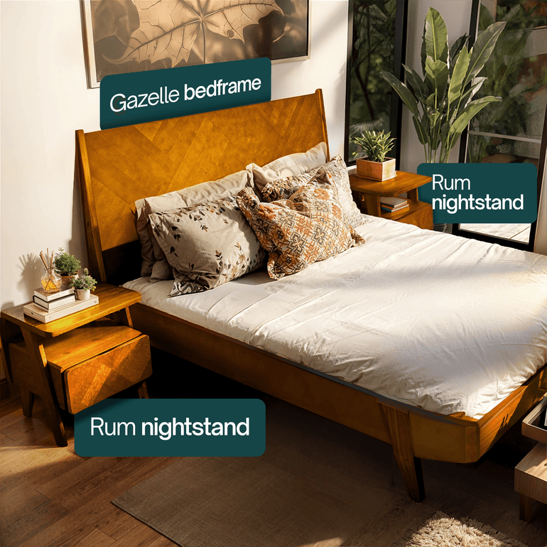 Rum Handcrafted Solid Wood Nightstand by Megsu