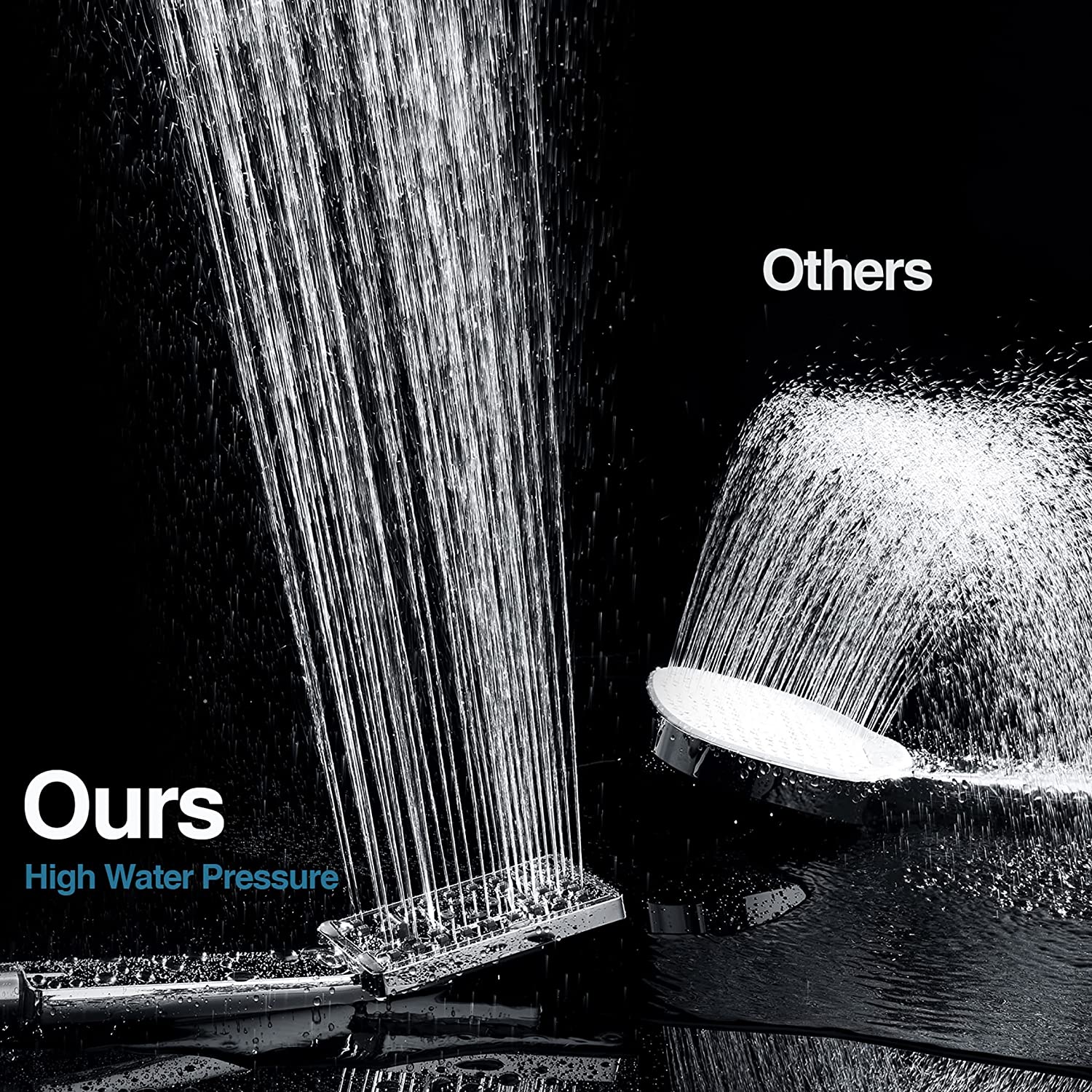 Square 3-Spray Handheld Shower Head Set with Hose and Shower Arm Mount Bracket by brightshowers
