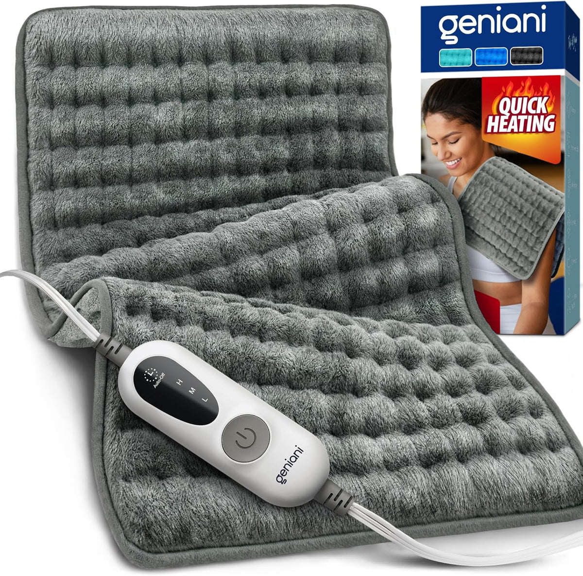 Heating Pad XL, Double-sided, Tabby Gray by Geniani