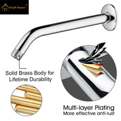 10 Inch Solid Brass Shower Head Extension Arm, Wall Mounted Shower Pipe Arm by brightshowers