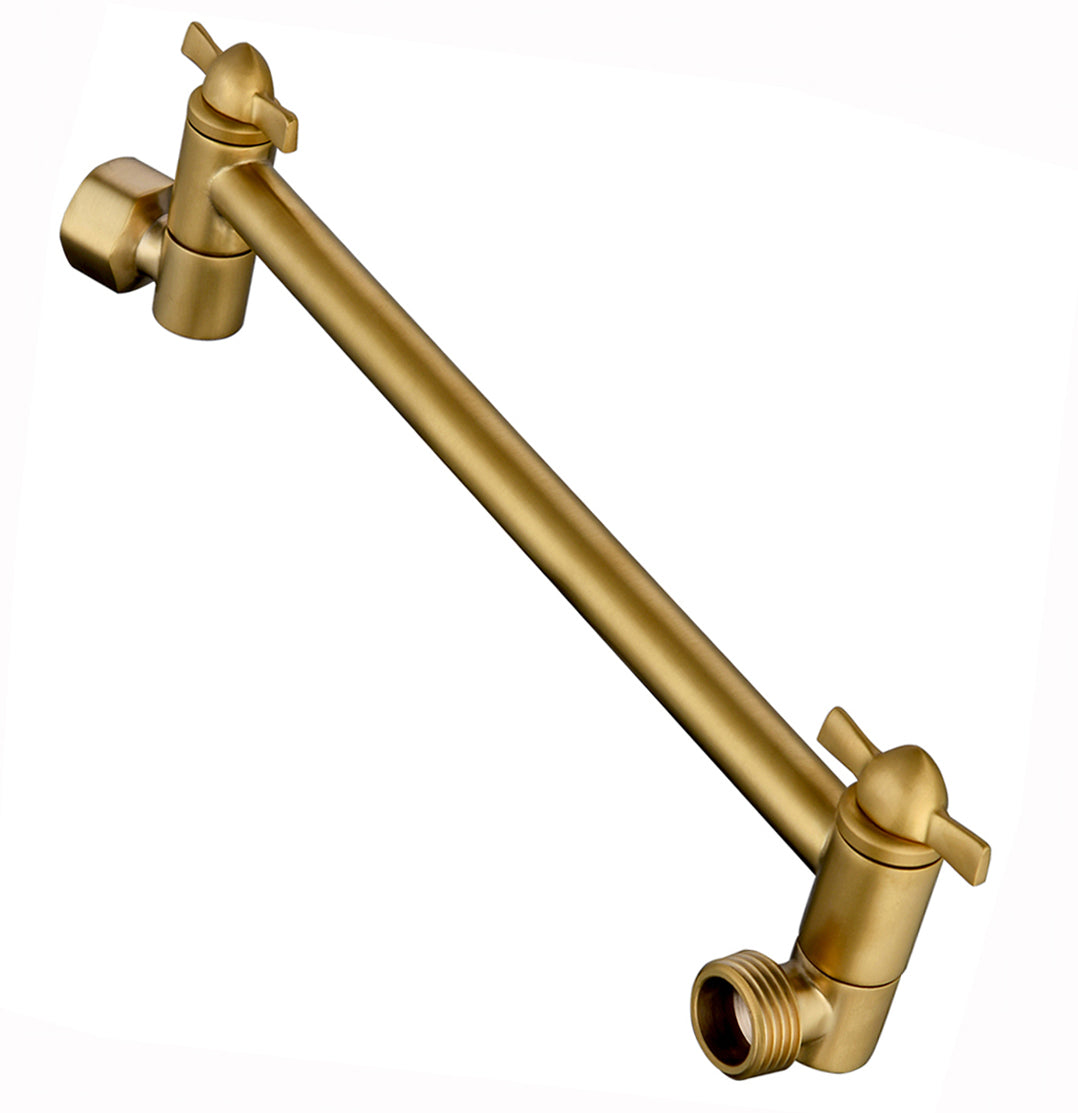 10 Inch Brass Shower Head Extension Arm, Height & Angle Adjustable by brightshowers