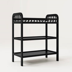 Baby Changing Table in Black Wood Finish with Safety Rail and Changing Pad by FastFurnishings