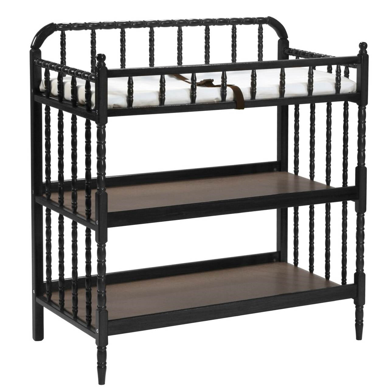 Changing Table in Black Wood Finish with 1-inch Waterproof Changing Pad by FastFurnishings