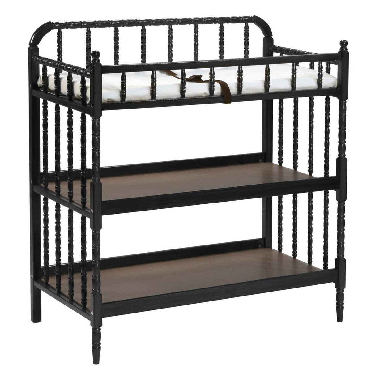 Changing Table in Black Wood Finish with 1-inch Waterproof Changing Pad by FastFurnishings