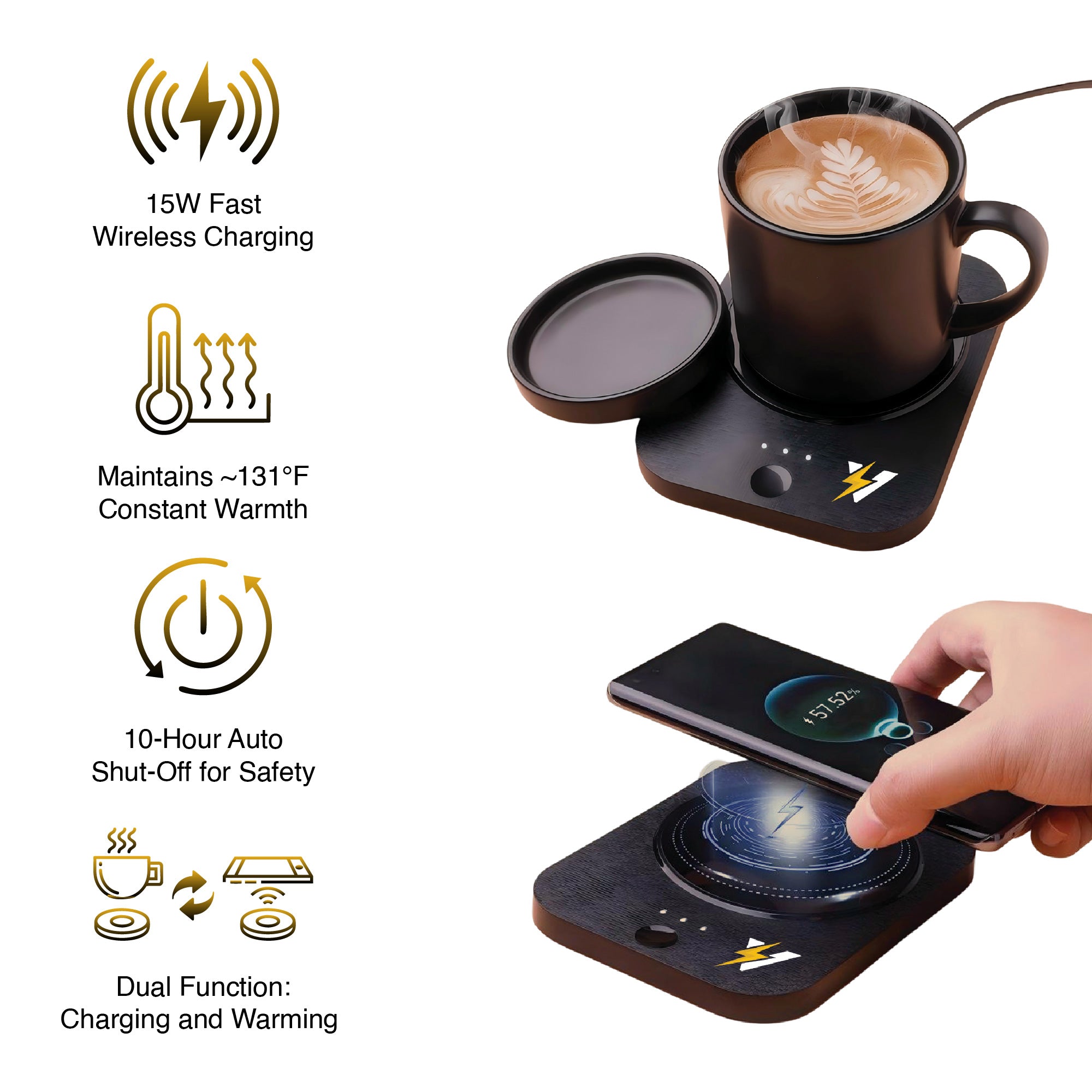 The Modern Workspace Productivity Bundle: Pursonic 3-in-1 LED Desk Lamp + Sip & Charge Wireless & Mug Warmer by Pursonic
