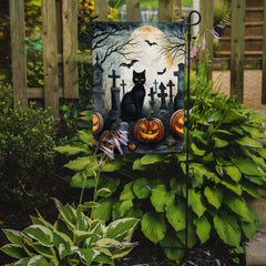 Black Cat Spooky Halloween Garden Flag by Caroline's Treasures