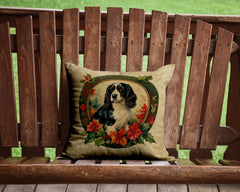 English Springer Spaniel Christmas Flowers Throw Pillow by Caroline's Treasures