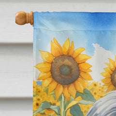 Bearded Collie in Sunflowers House Flag by Caroline's Treasures