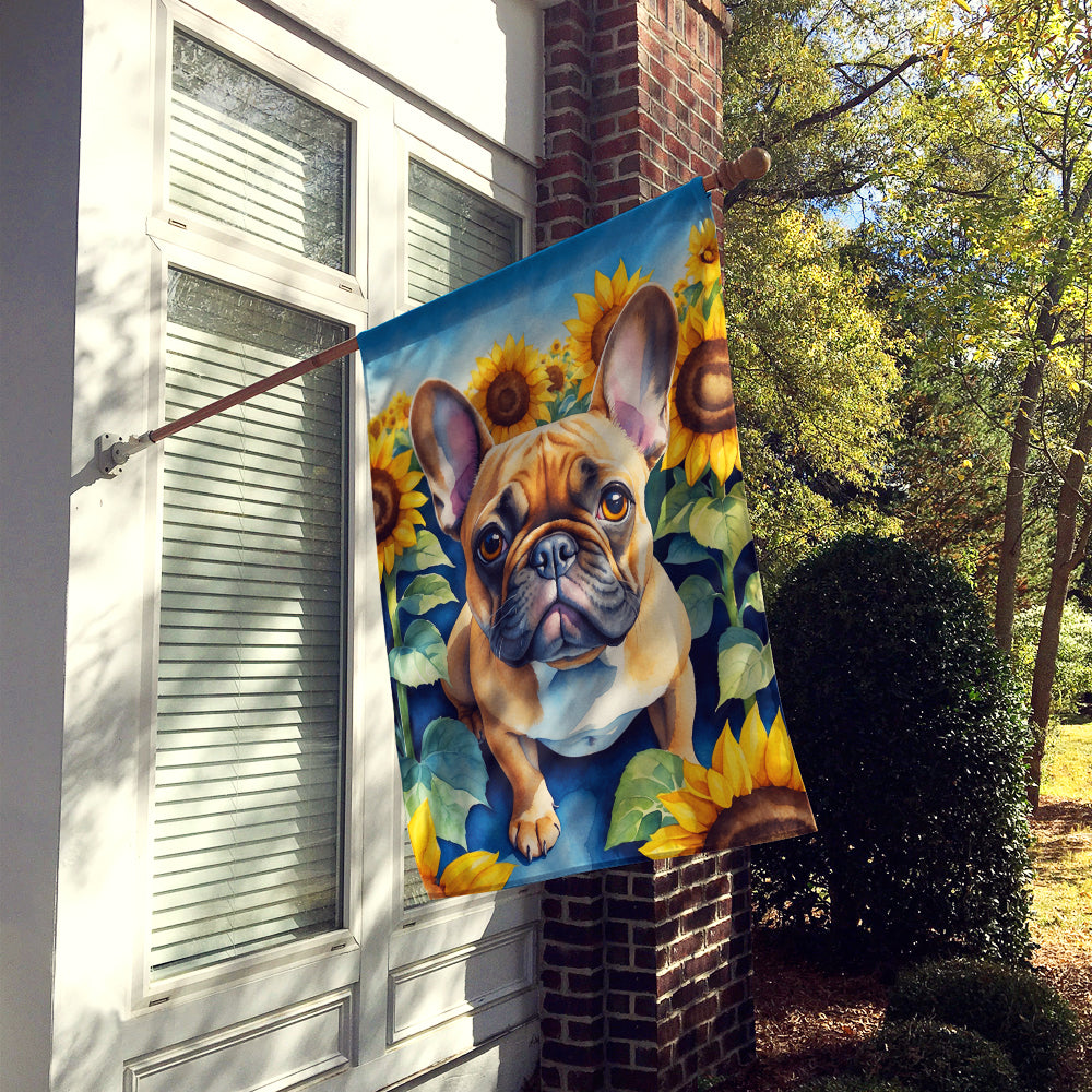 French Bulldog in Sunflowers House Flag by Caroline's Treasures