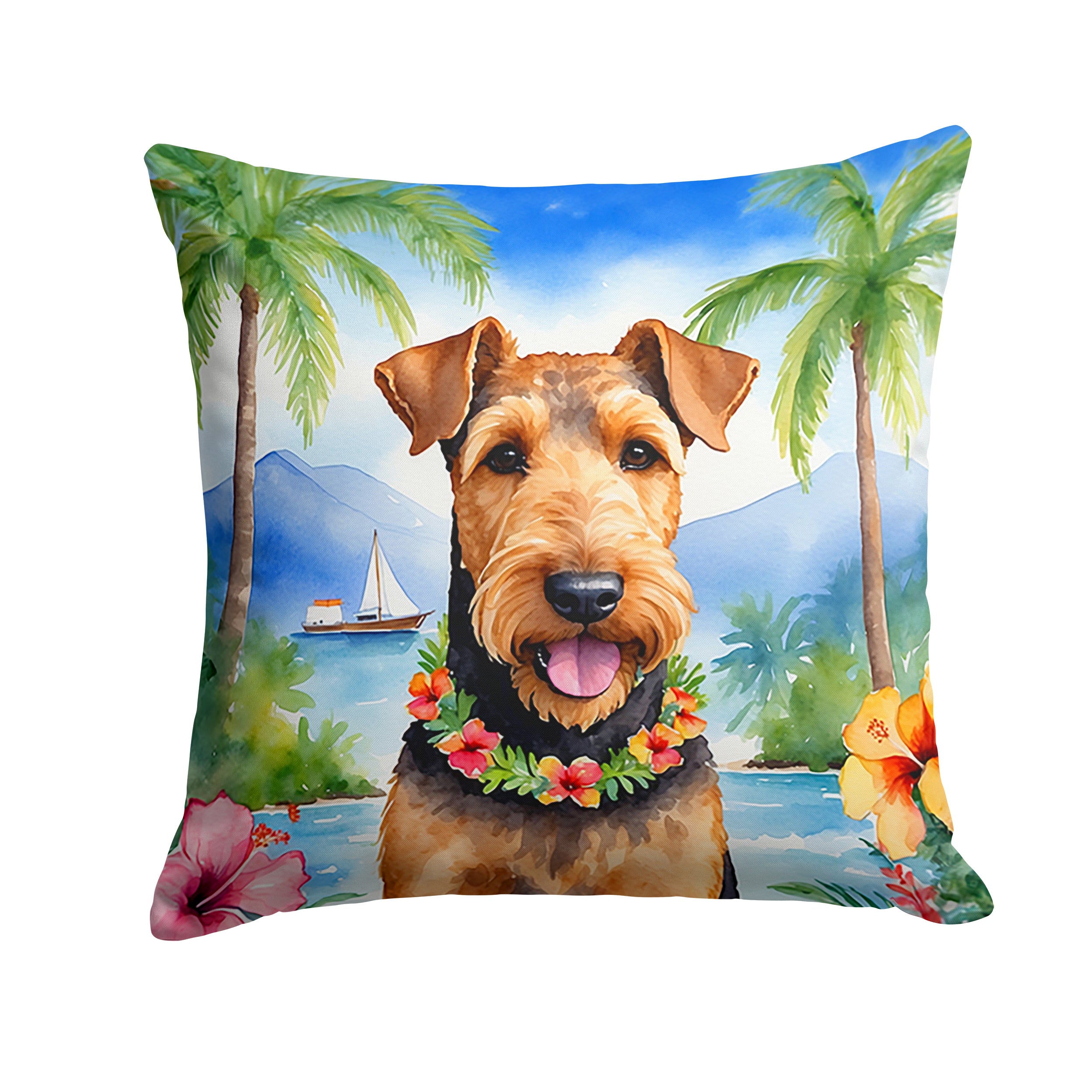 Airedale Terrier Luau Throw Pillow by Caroline's Treasures